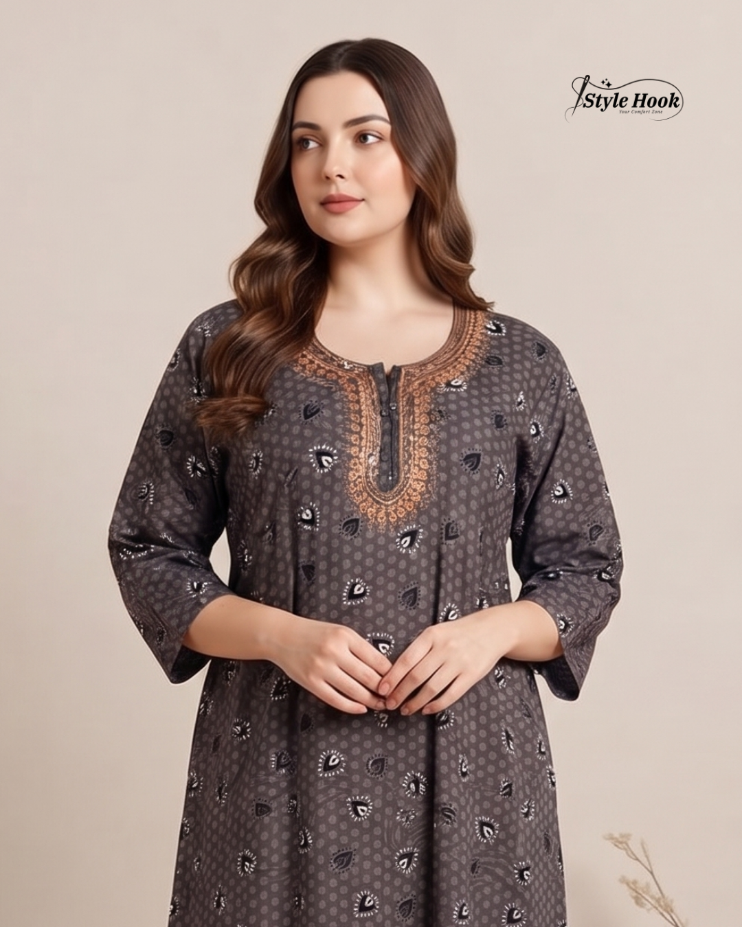 Elegant Printed Cotton Nighty for Ladies