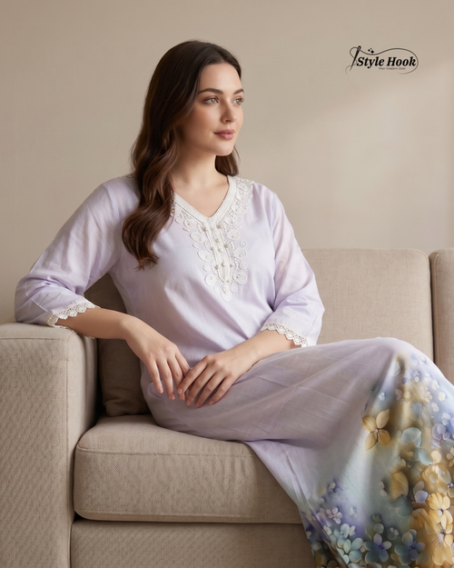 Dubai Style Luxury Maxi Dress Nighty – Stylish Home Wear