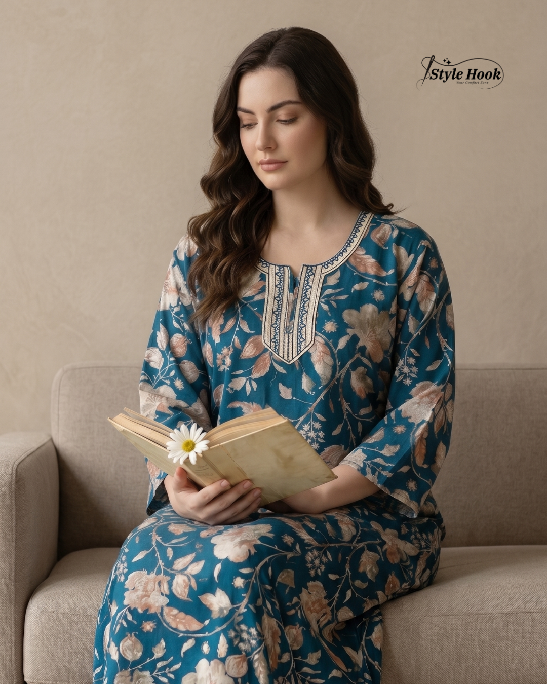 Elegant design rayon nighty for women