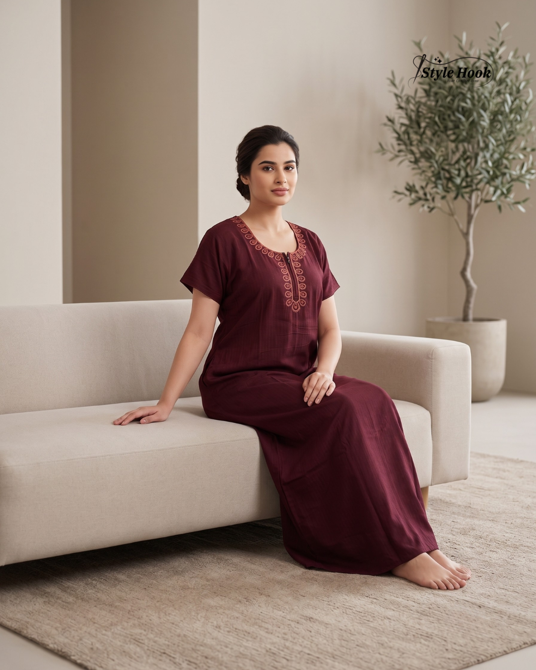 Comfortable Cotton Nighty with Classic Stripe Pattern