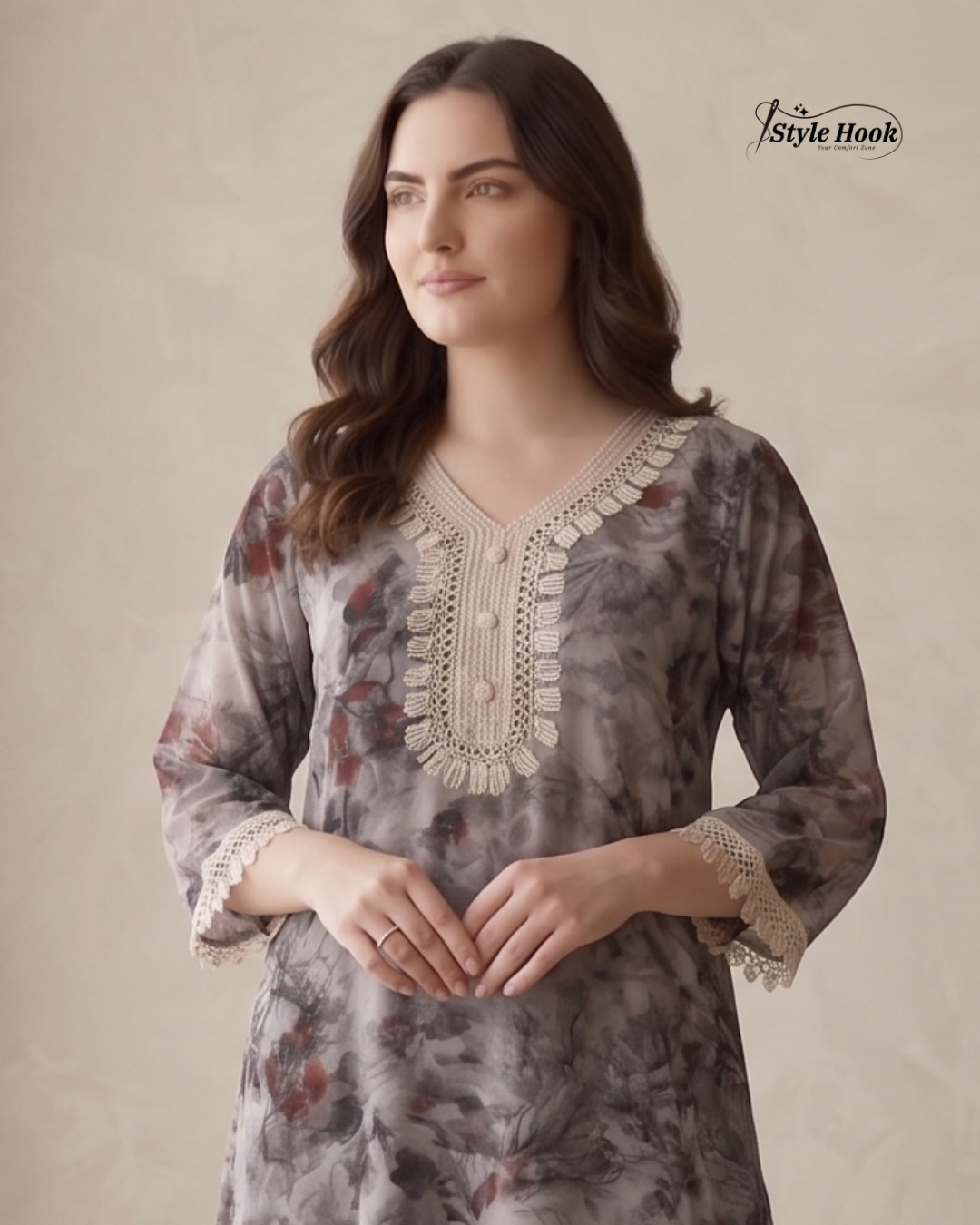 Style Hook Elegant Embroidered Dubai Nighty – Soft & Comfortable