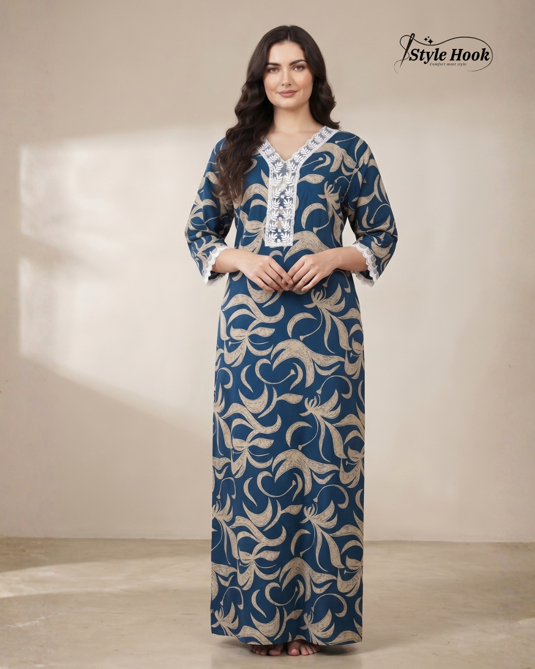 Premium Rayon Nighty for Women – Elegant Design for Special Occasions