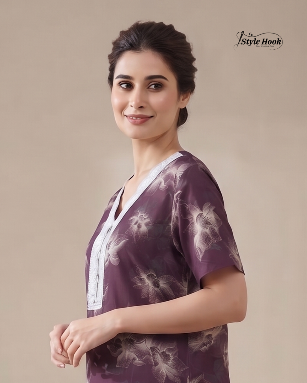 Premium Rayon Lace Nighty for Women