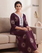 Pintrest Rayon Nighty with Lace Detailing
