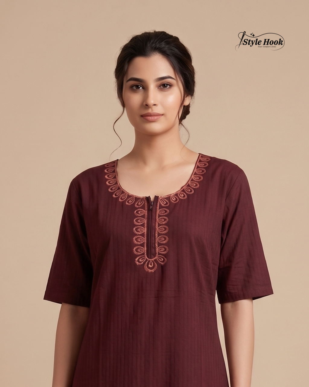 Comfortable Cotton Nighty with Classic Stripe Pattern