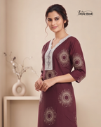 Pintrest Rayon Nighty with Lace Detailing