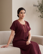 Comfortable Cotton Nighty with Classic Stripe Pattern