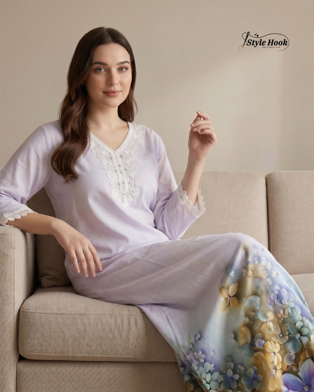 Dubai Style Luxury Maxi Dress Nighty – Stylish Home Wear