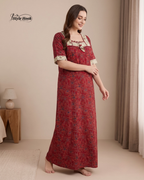 Traditional Kerala Style Cotton Nighty with Modern Onam Neck Design