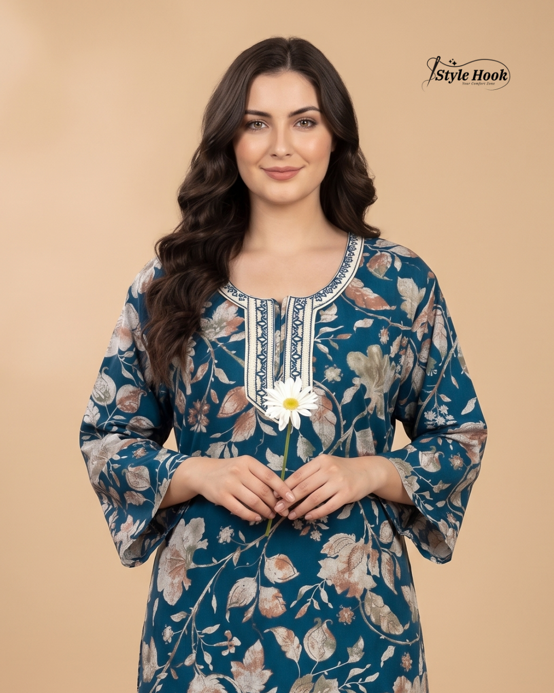 Elegant design rayon nighty for women