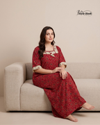 Traditional Kerala Style Cotton Nighty with Modern Onam Neck Design