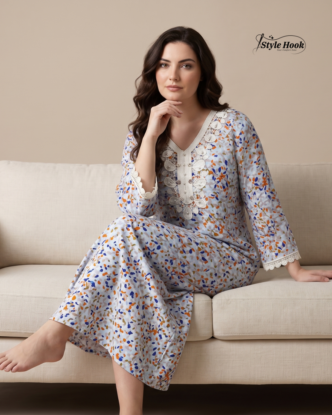 Style Hook Luxury Imported Dubai Nighty for Ladies