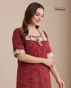 Traditional Kerala Style Cotton Nighty with Modern Onam Neck Design