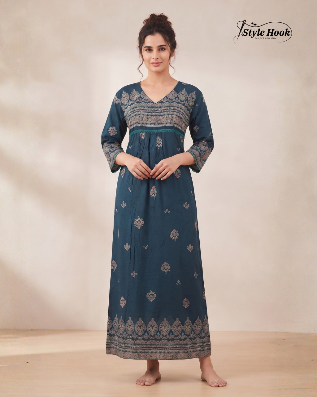 Floral Frock Nighty for Women – Elegant Printed Nightwear