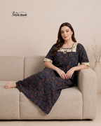 Traditional Kerala Style Cotton Nighty with Modern Onam Neck Design
