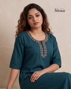 Plain Cotton Maxi Nighty – Stylish Stripe Line Design