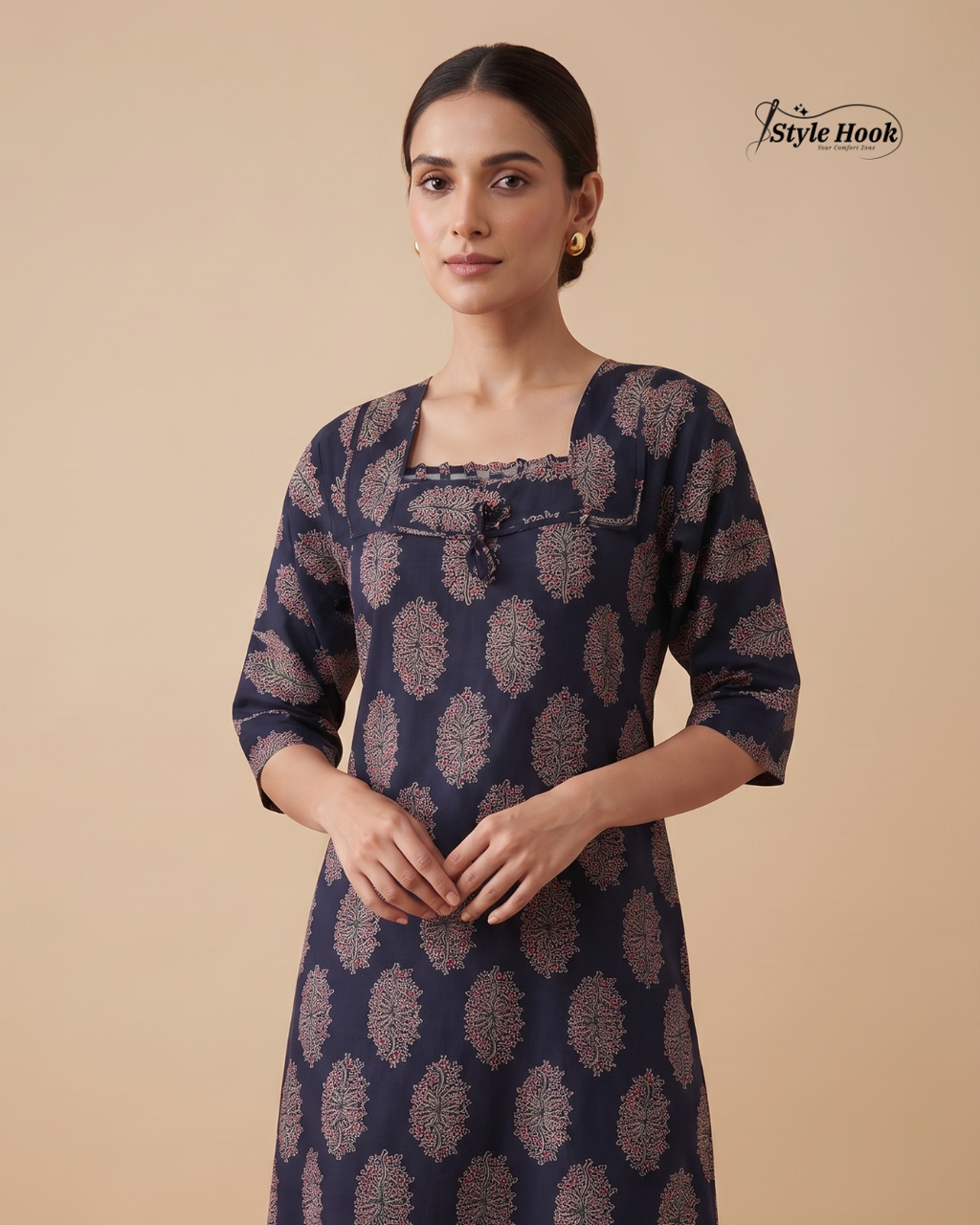 Premium Ajrak Print Cotton Nighty for Women