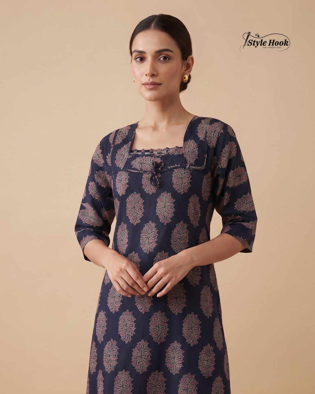 Premium Ajrak Print Cotton Nighty for Women