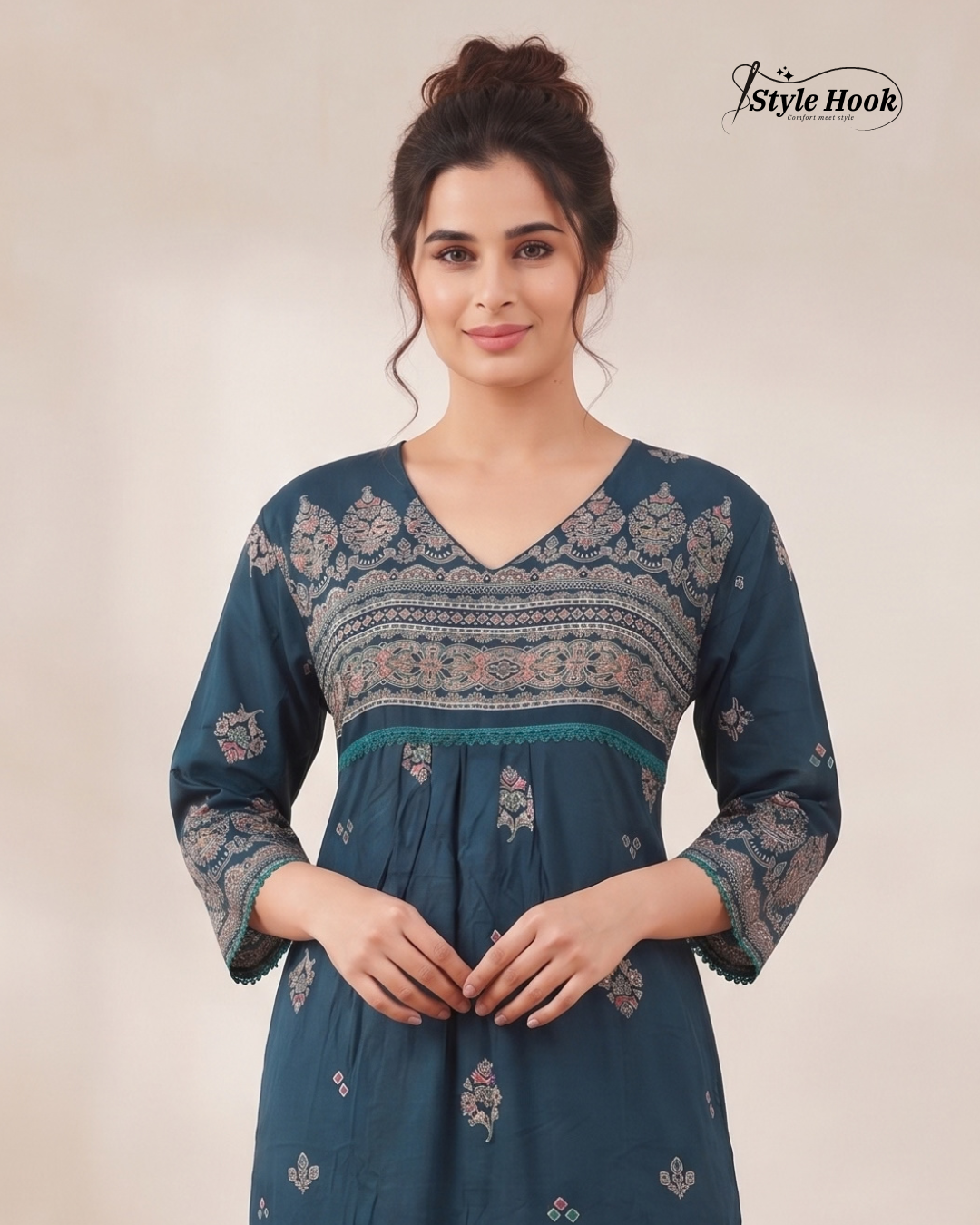 Floral Frock Nighty for Women – Elegant Printed Nightwear