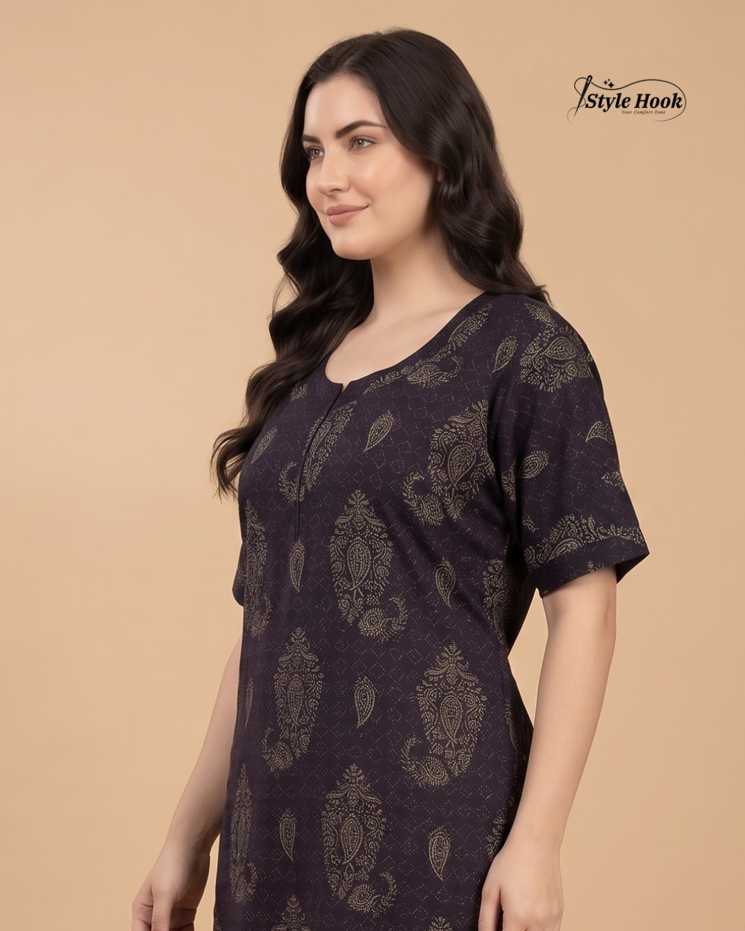 Premium Onam Wear Cotton Nighty with Beautiful Kerala Neck Design