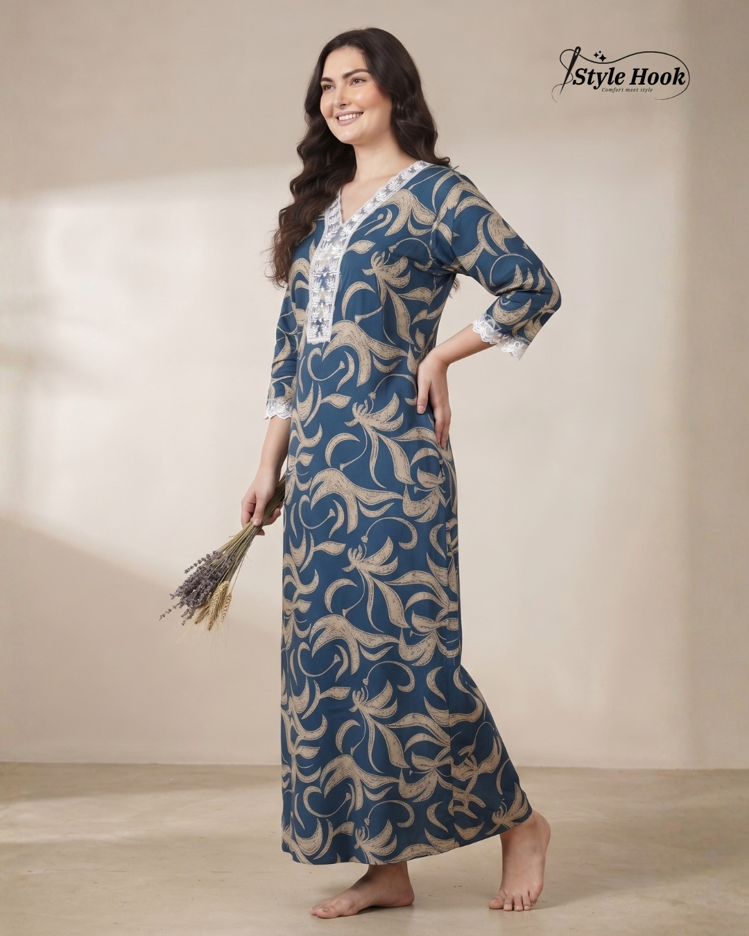 Premium Rayon Nighty for Women – Elegant Design for Special Occasions