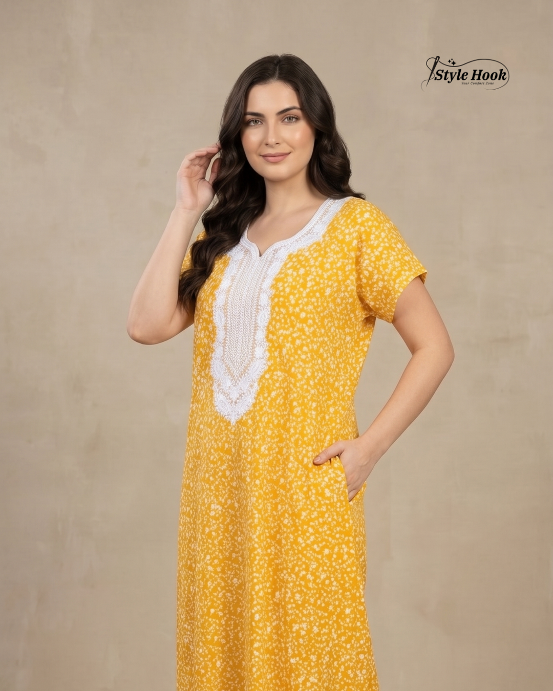 Pakistani Embroidered Nighty for Ladies