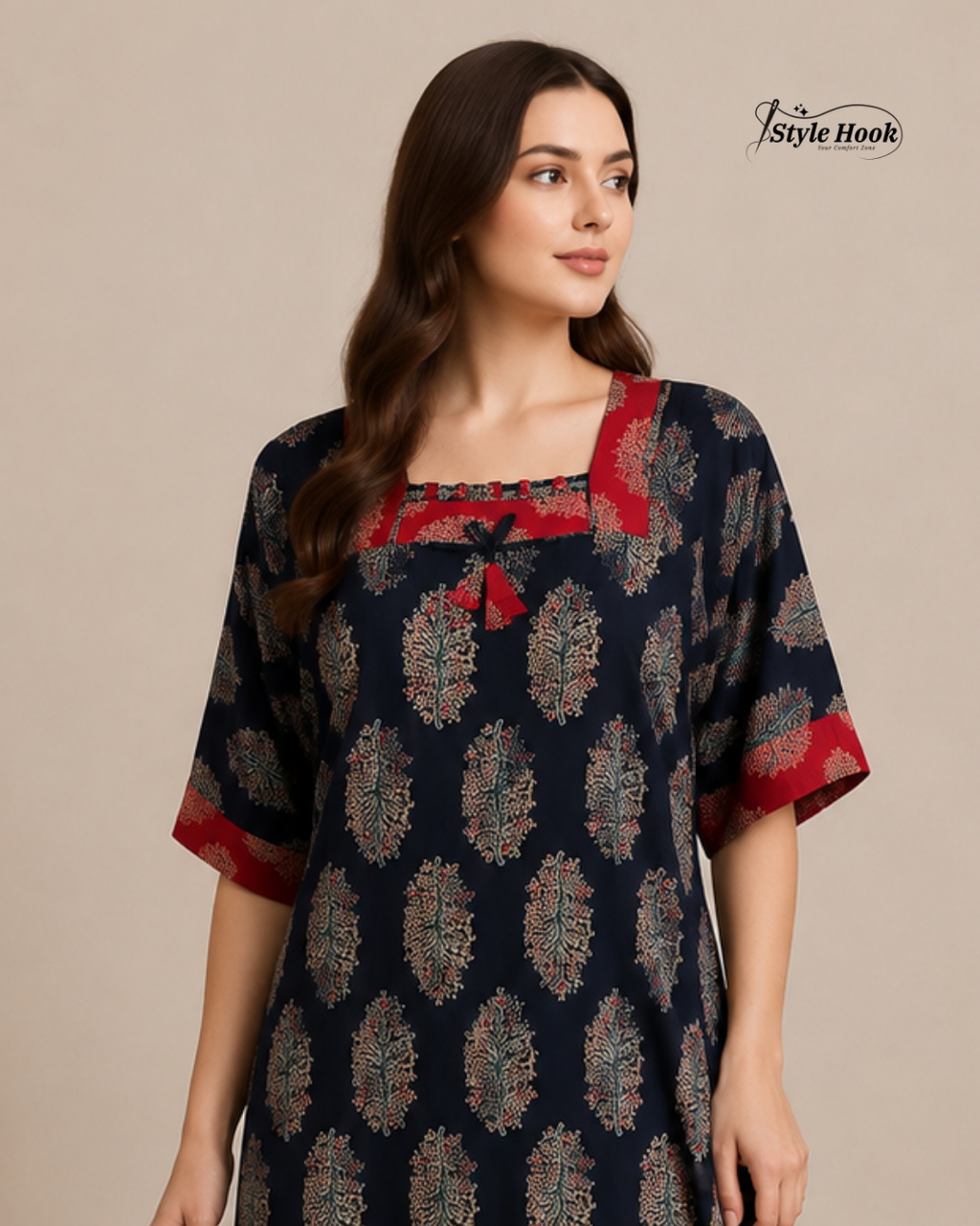 Traditional Block Print Ajrak Nighty