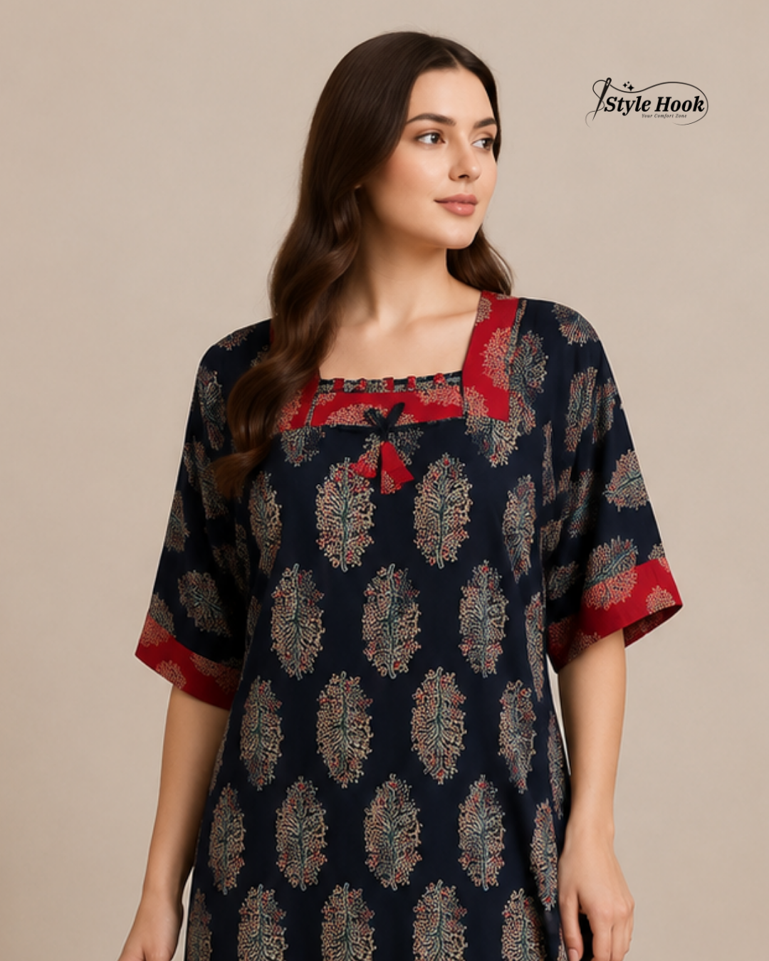 Traditional Block Print Ajrak Nighty