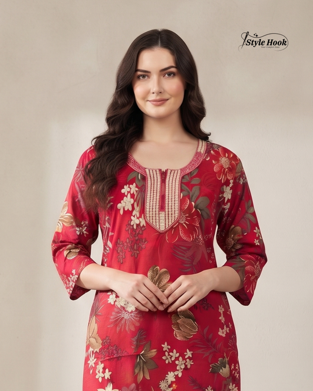 Modern Floral Rayon Maxi Nighty for Women