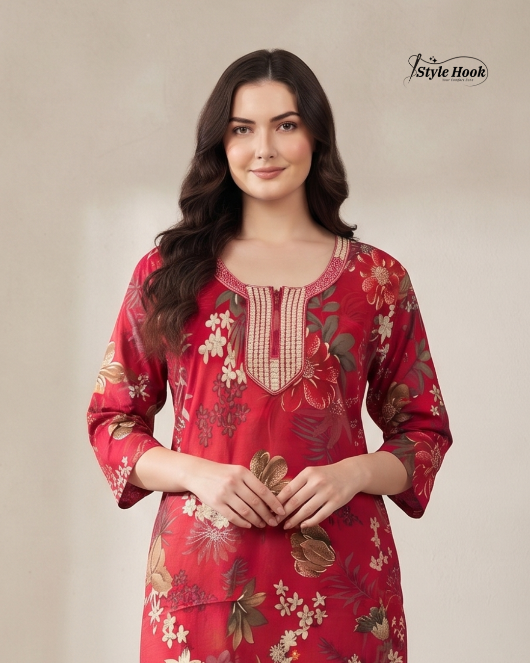 Modern Floral Rayon Maxi Nighty for Women