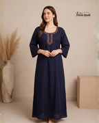 Style Hook Premium Soft Cotton Nighty with Elegant Embroidery