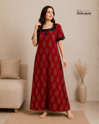 Traditional Block Print Ajrak Nighty