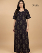 Premium Onam Wear Cotton Nighty with Beautiful Kerala Neck Design