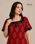 Traditional Block Print Ajrak Nighty