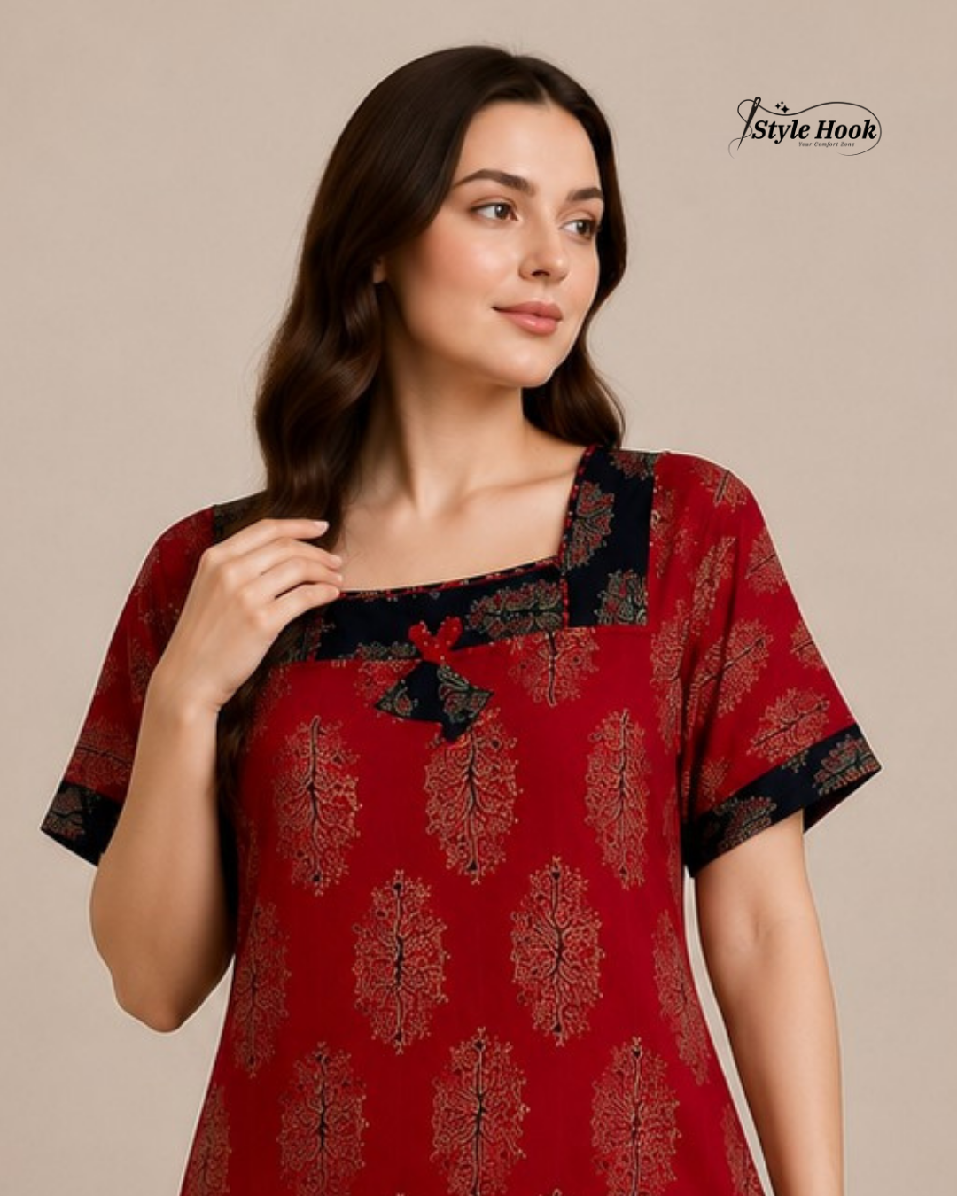 Traditional Block Print Ajrak Nighty