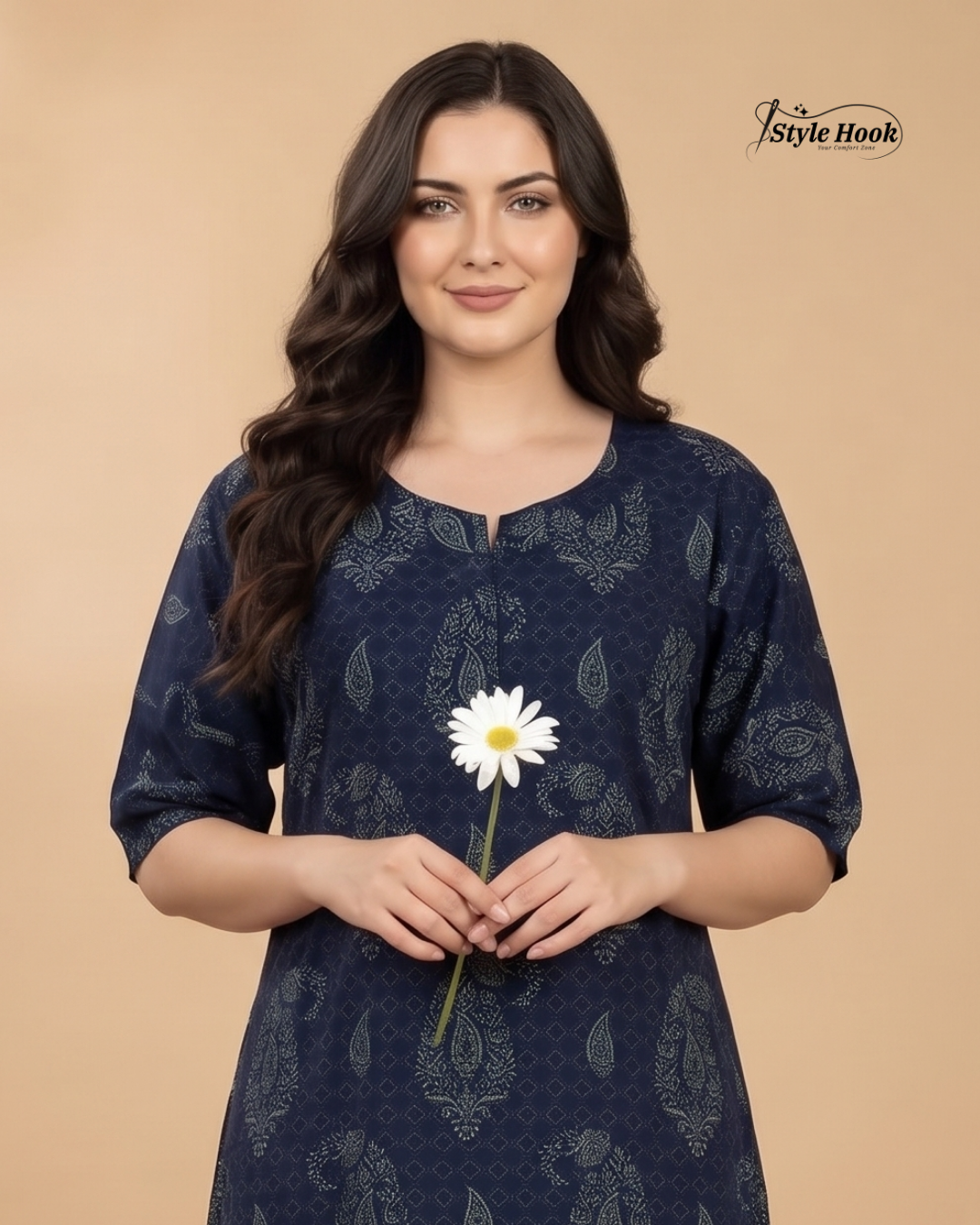 Premium Onam Wear Cotton Nighty with Beautiful Kerala Neck Design