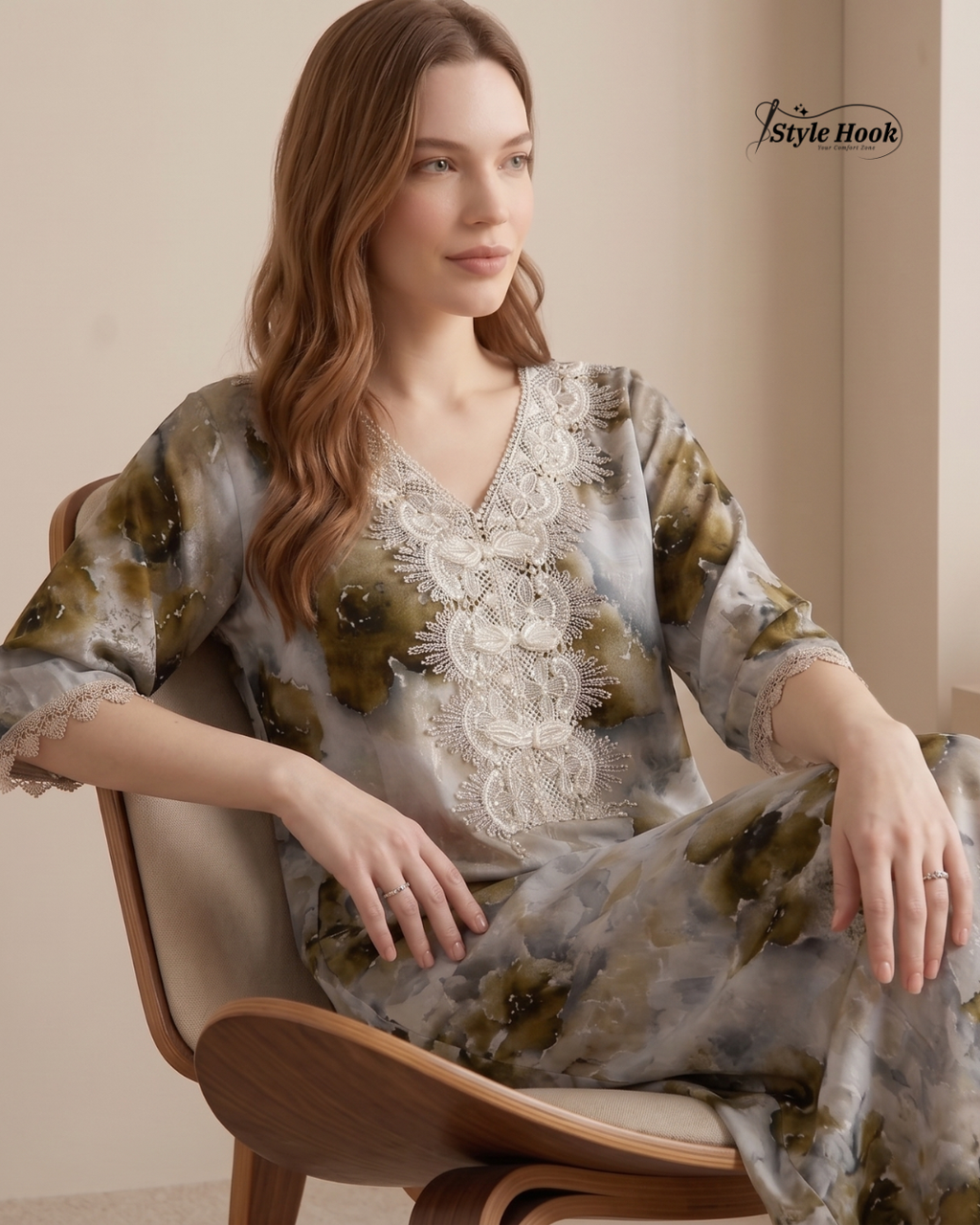Style Hook Soft Flowing Dubai Nighty with Embroidery Work