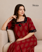 Traditional Block Print Ajrak Nighty