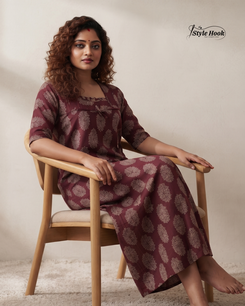 Traditional Ajrak Cotton Maxi Nighty
