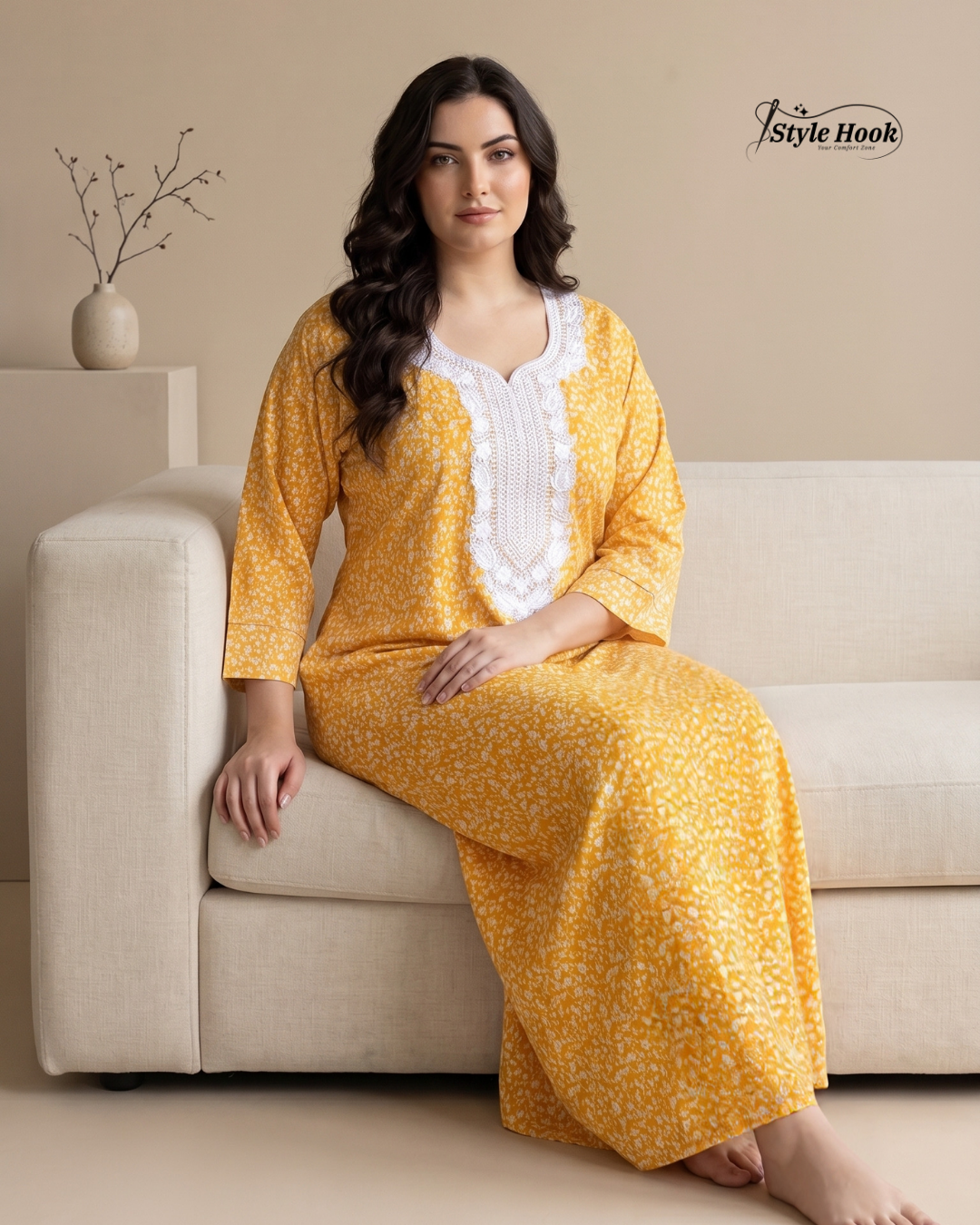 Pakistani Embroidered Nighty for Ladies