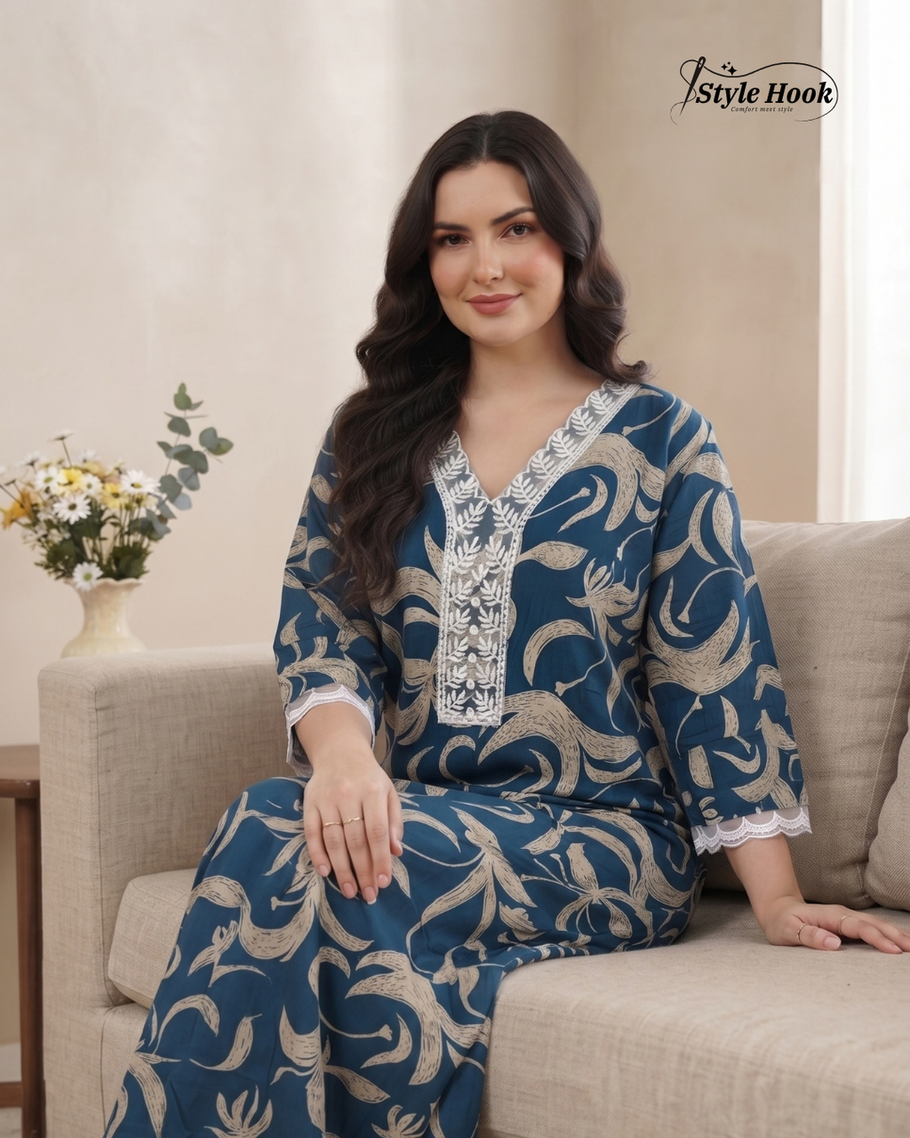 Premium Rayon Nighty for Women – Elegant Design for Special Occasions