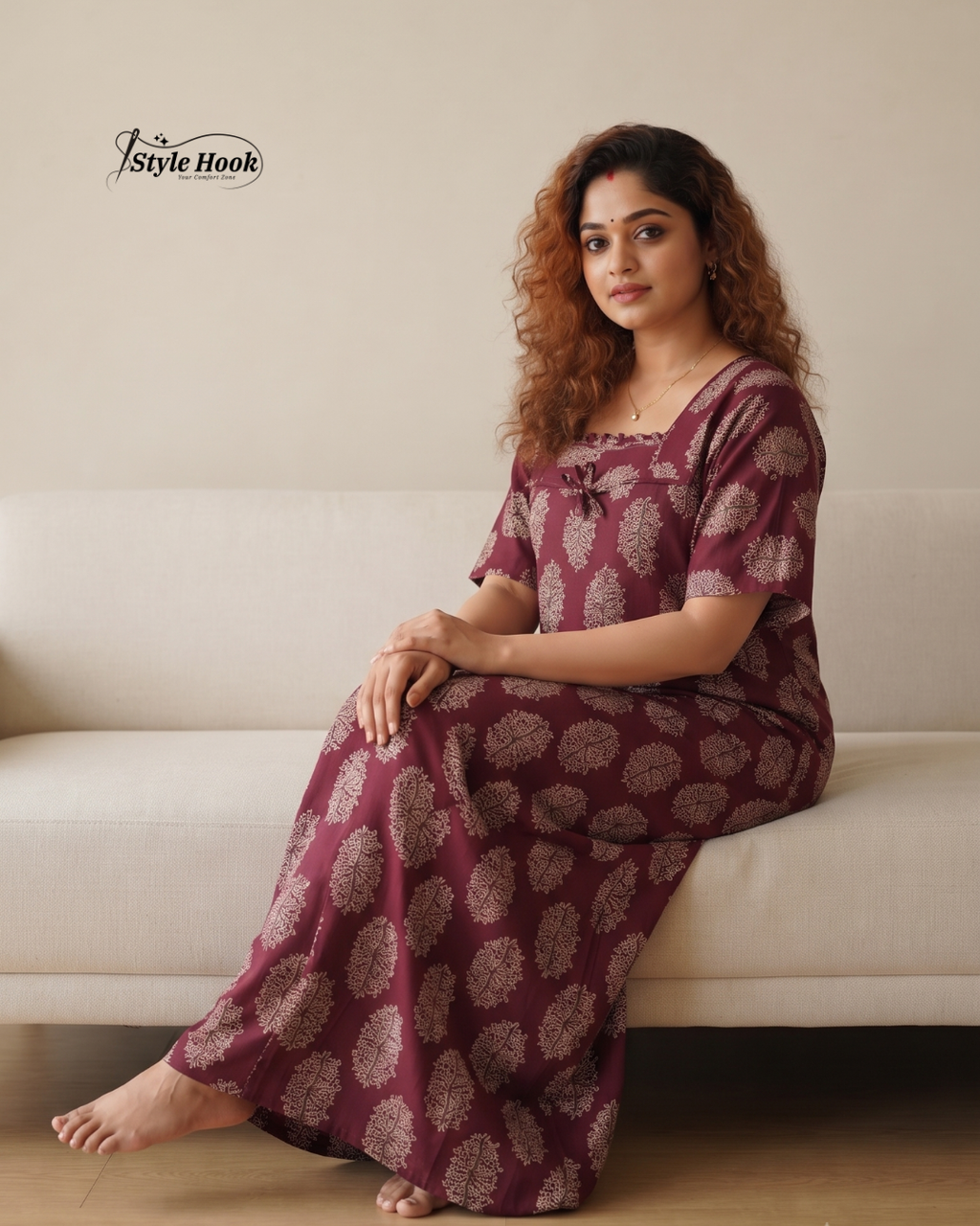 Traditional Ajrak Cotton Maxi Nighty
