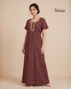 Style Hook Premium Cotton Embroidery Nighty for Women