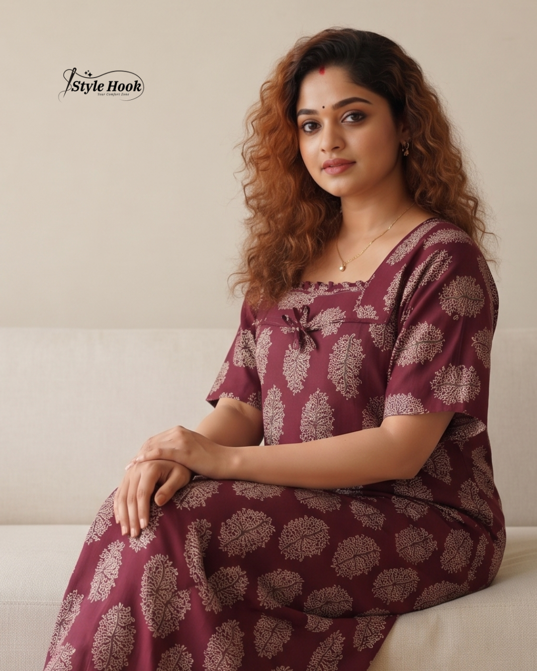Traditional Ajrak Cotton Maxi Nighty