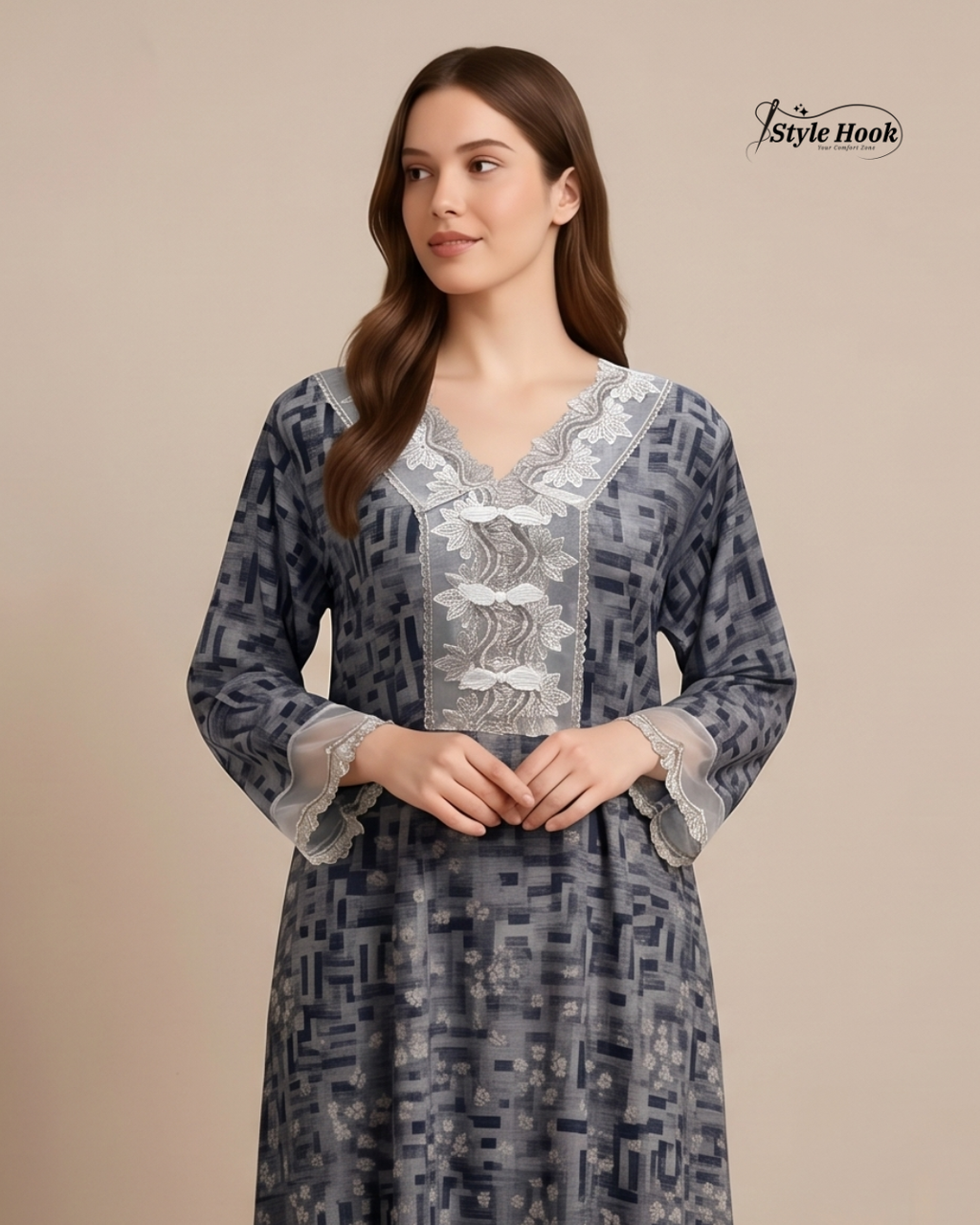 Style Hook Premium Dubai House Dress Nighty for Women