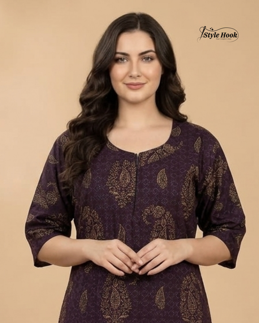 Premium Onam Wear Cotton Nighty with Beautiful Kerala Neck Design