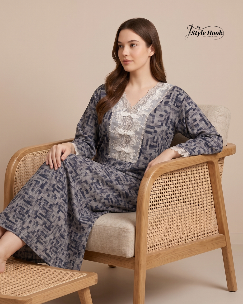 Style Hook Premium Dubai House Dress Nighty for Women