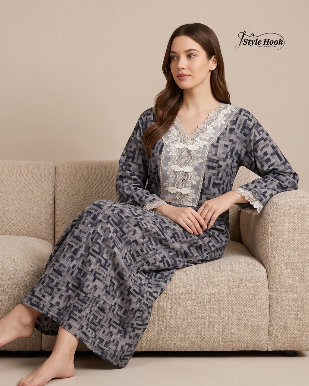 Style Hook Premium Dubai House Dress Nighty for Women