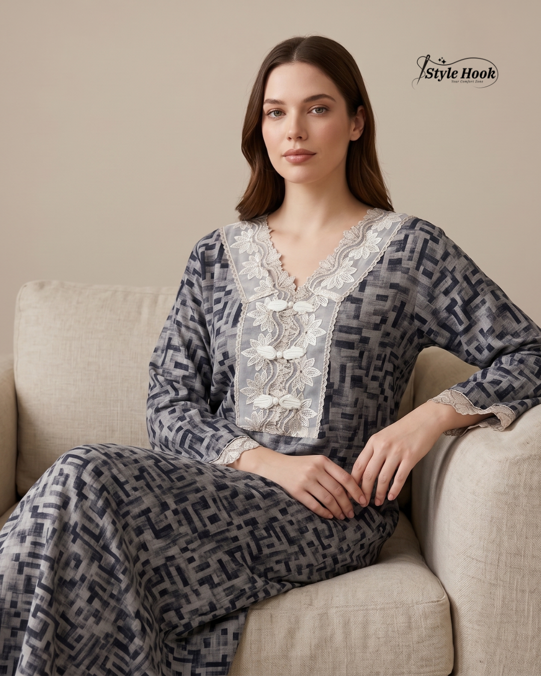 Style Hook Premium Dubai House Dress Nighty for Women