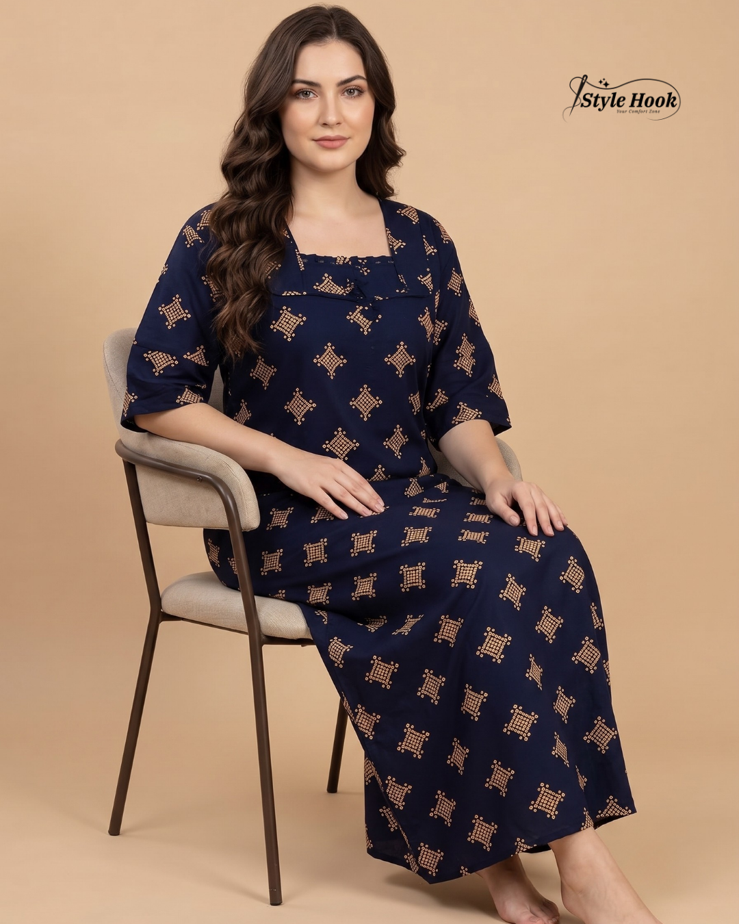 Classic Kerala Cotton Nighty with Contemporary Onam Neck Design in 4 different colors